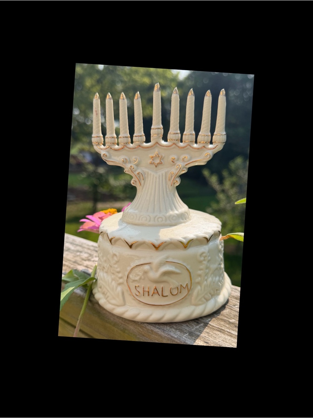 Vintage Crown Accents Musical Hanukkah Menorah Music Box Holiday Decor